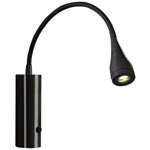 LED-Wandleuchte, warmweiß, Flexarm, schwarz, Schalter, 1,8m Kabel schwarz