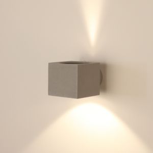 LHG Up & Down Außenwandleuchte aus Aluminium silber / grau, quadratisch H: 10cm, unterschiedlicher Lichtaustritt, Außenleuchte ideal für Hauswand & Hauseingang 