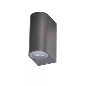 LHG kleine Up & Down LED Außenwandleuchte halbrund in schwarz aus hochwertigem Aluminiumdruckguss, H: 10,5cm , inkl. LED GU10 Leuchtmittel, Außenleuchte ideal für Hauswand oder Hauseingang 
