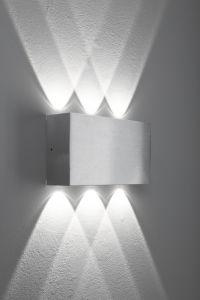 LHG LED Wandleuchte Strom, Innen & Außen, Up & Downlight, eckig, Aluminium gebürstet, 6-flammig, 4000 Kelvin Lightstream 