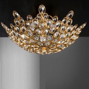Luxuriöse Deckenleuchte, Blattgold / Kristallglas - 2 Größen 