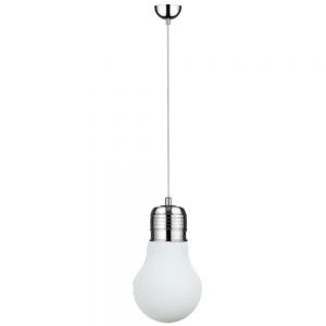 Moderne Pendelleuchte Bulb Glühbirne weiß /Chrom Ø 28cm 