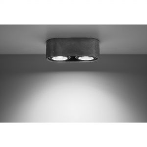 ovale Downlight Deckenleuchte aus Beton 2-flammige Deckenlampe grau 27 x 14 x 10 cm Deckenspot 2x 40 Watt, oval, 27,00 cm