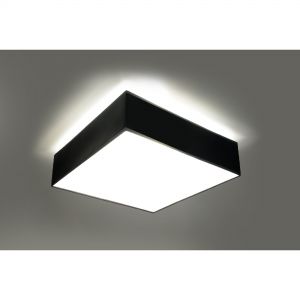 quadratische E27 Deckenleuchte aus Stahl 2-flammige Deckenlampe mit Blendschutz schwarz 35 x 35 cm schwarz