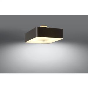 Quadratische E27 Stoff Schirm-Deckenleuchte mit Blendschutz aus satiniertem Glas 5-flammige Deckenlampe weiß 45 cm 