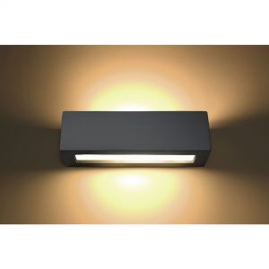 rechteckige Up- and Downlight E27 Wandleuchte aus Glas und Keramik Wandlampe grau 32 x 10 cm grau