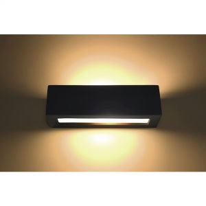 rechteckige Up- and Downlight E27 Wandleuchte aus Glas und Keramik  Wandlampe schwarz 32 x 10 cm schwarz