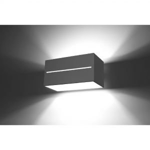 Rechteckige Up- and Downlight Wandleuchte mit länglichem Schlitz aus Aluminium 2-flammige Wandlampe schwarz o. grau 