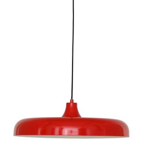 runde E27 Pendelleuchte aus Metall rot mit weißem Innenschirm klassische Küchen Hängelampe ø 55 cm rot