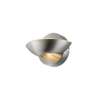 runde LED Up- and Downlight Wandleuchte aus Glas matt Wandlampe nickel nickel, Nickel-matt