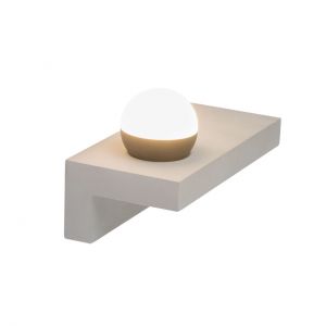 runde LED Wandleuchte aus Beton und Acryl länglich mit aufgesetzter Kugel Wandlampe weiß 