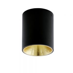 Runde LED-Deckenleuchte in Schwarz, innen gold gold/schwarz