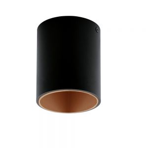 Runde LED-Deckenleuchte in Schwarz, innen kupferfarbig kupfer/schwarz