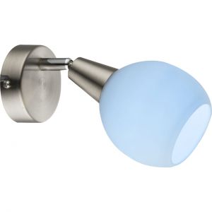 runder Strahler mit Fernbedienung aus Glas matt Wandschild wie 54341-1 aber opal incl. 106750 automatischem Farbwechsel RGB 