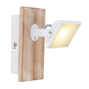 schwenkbare eckiger LED Strahler aus Holz und Glas klar rechteckig mit 1 dreh- schwenkbar 