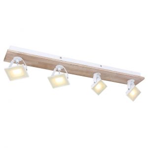 schwenkbare eckiger LED Strahler aus Holz und Glas klar rechteckig mit 4 dreh- schwenkbar 