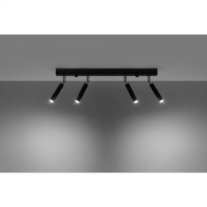 schwenkbarer Deckenstrahler mit beweglichen Spot Deckenleuchte aus Stahl 4-flammige Deckenlampe schwarz 60 cm 