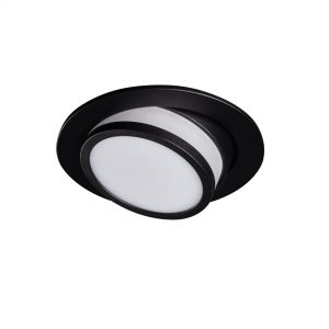 schwenkbarer Einbauspot  Downlight Leuchte mit Diffusor schwarz, rund, D=10,2cm 