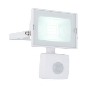 schwenkbarer und höhenverstellbarer LED Strahler mit Bewegungsmelder aus Aluminiumdruckguss weiß Glas klar rechteckig IP65 9 x 12 cm 
