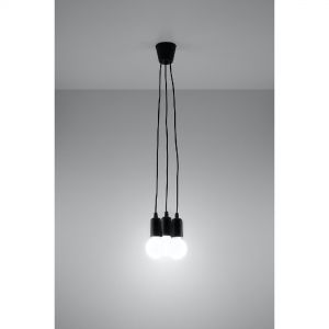 skandinavische E27 Pendelleuchte für vintage Filament Leuchtmittel Glühbirnen Hängelampe 3-flammig schwarz 3x 60 Watt, 16,00 cm, 16,00 cm, 16,00 cm