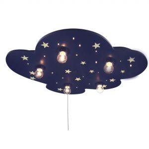 Smart Home E14 Deckenleuchte Kinderleuchte 5-flammige Deckenlampe blau 74 x 57 x 7 cm Wolke mit Sternen Wolke