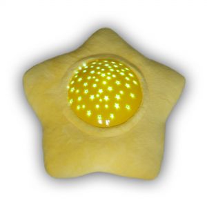 Stofftier mit LED Beleuchtung Nachtlicht Sterne Projektions, Shake-Sensor und Abschaltautomatik 23 x 23 x 9 cm 