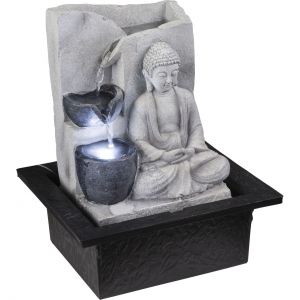 Tischbrunnen, LED Dekolicht, Buddha, grau, H 25,5 cm, inkl. Pumpe 