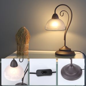 Landhaus-Stil LED Tisch Lampe Retro Antik Leuchte Rost-Braun Beleuchtung Küche 