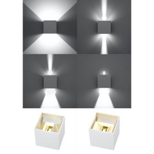 Up- and Downlight LED würfelförmige Wandleuchte mit regulierbaren Lichtaustritt Wandlampe in weiß oder schwarz erhältlich 