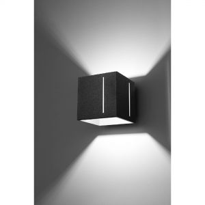 Up- and Downlight Wandleuchte mit Lichtaustritt aus senkrechten Schlitzen Wandlampe rechteckig 12 x 10 cm schwarz schwarz