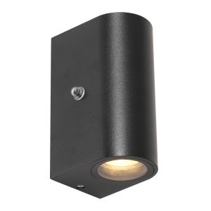 Up- und Downlight Sensor Wandleuchte aus Aluminium Außenwandlampe IP54 anthrazit schwarz rund inkl. Leuchtmittel 