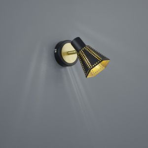 Wandlampe Houston, schwarz matt / gold 