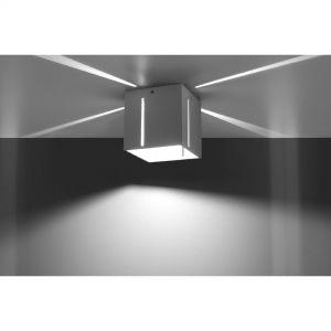 würfelförmige Downlight Wandleuchte mit Lichtaustritt aus senkrechten Schlitzen Deckenlampe weiß 10 x 10 cm weiß