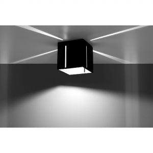 würfelförmige Downlight Wandleuchte mit Lichtaustritt aus senkrechten Schlitzen Deckenlampe schwarz 10 x 10 cm schwarz