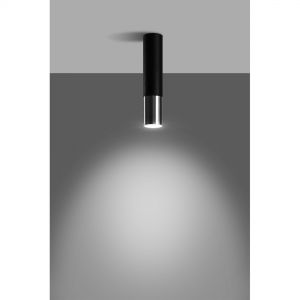 zylindrische Downlight Deckenleuchte aus Stahl Deckenlampe schwarz chrom 6 x 8 x 29 cm chrom/chrom-schwarz/schwarz, Chrom