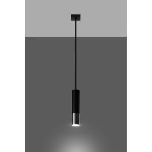 zylindrische Downlight Pendelleuchte aus Stahl Hängelampe schwarz chrom in 3 Größen 
