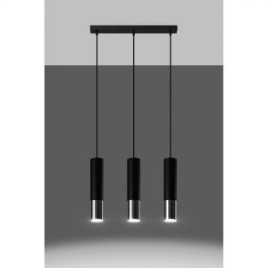 zylindrische Downlight Pendelleuchte aus Stahl 3-flammige Hängelampe schwarz chrom 29 x 100 cm 3x 40 Watt, 29,00 cm, 6,00 cm