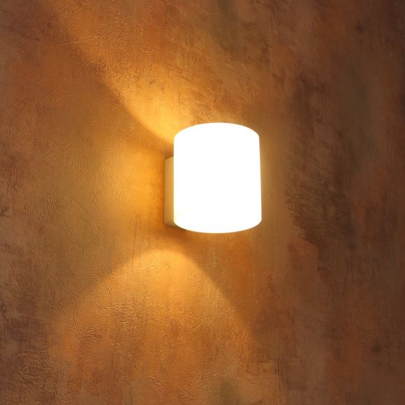 Up & Down Wandleuchte weiß mit satiniertem Glas inkl. 4,5 W LED warmweiß , 10cm, Wandlampe modern für Wohnzimmer oder Flur