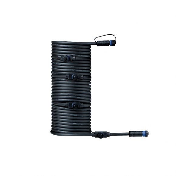 10m Plug & Shine Kabel IP68 Schwarz mit fünf Anschlussbuchsen