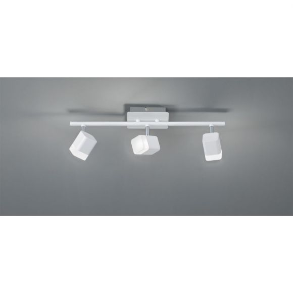 3-flammiger LED Deckenspot mit schwenkbaren Spots, weiß, Spotschiene, inkl. LED 3x4W