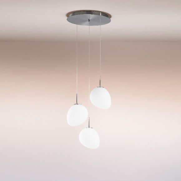 3-flg. LED-Pendelleuchte Evo mit weißem Glas - dimmbar