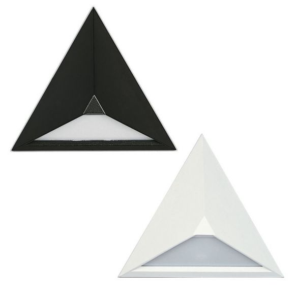 Außen-Wandleuchte in Dreiecksform mit Opalglas, schwarz