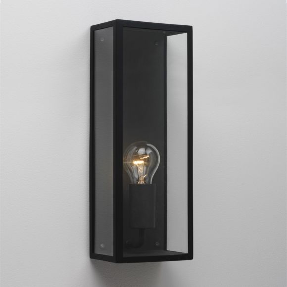 Außenwandleuchte, modern, Schwarz, Klarglas, 35x13cm, LED geeignet