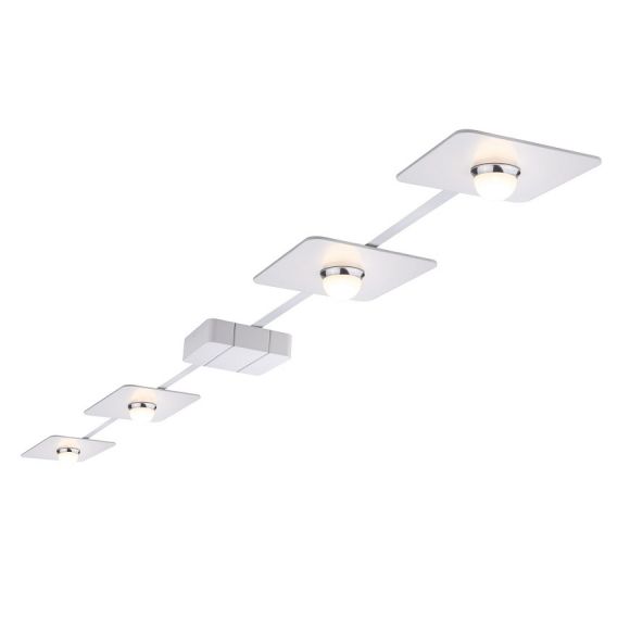 Aufbau-Lichtsystem - 4 LED-Pads - Weiß mit Chromelementen - 4 x 10 Watt  - Länge 8 m - Erweiterbar auf 6 Köpfe