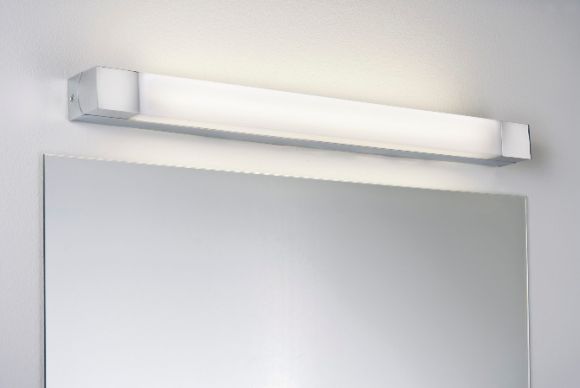 Badezimmerwandleuchte in Chrom mit Acryldiffusor inklusive Leuchtstofflampe 8W oder 14W