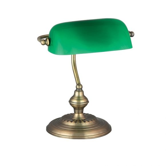 Bankerslamp, Tischleuchte, antik-gold, Leuchtenglas grün
