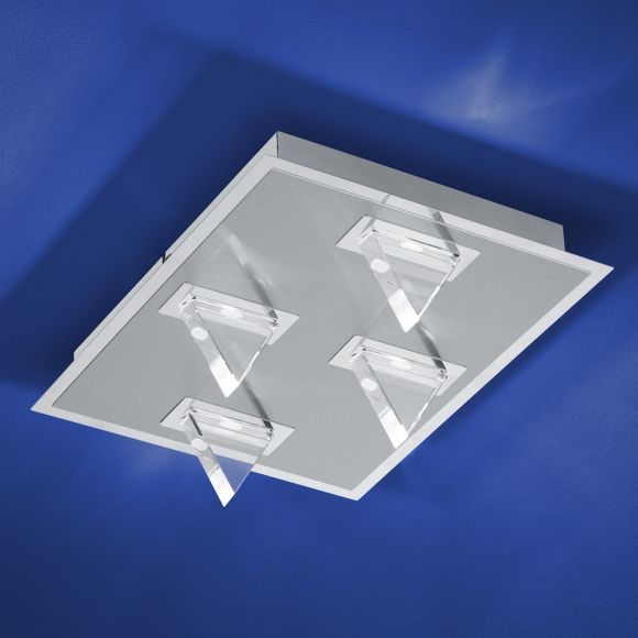 B-Leuchten LED-Wand-/Deckenleuchte Kristall Chrom