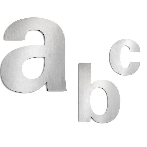 Buchstaben Hausnummer, Auswahl von a-c  aus Edelstahl