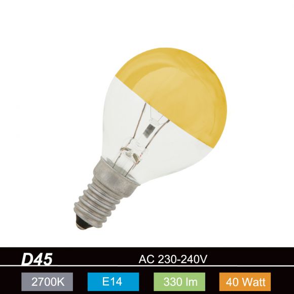 D45, E14 kopfverspiegelt gold 40 Watt