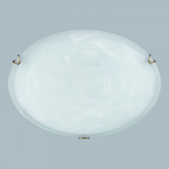 Deckenleuchte Alabasterglas, Klammern Altmessing, 3 Größen
